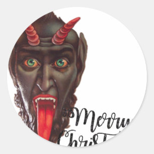 krampus merry christmas classic round sticker