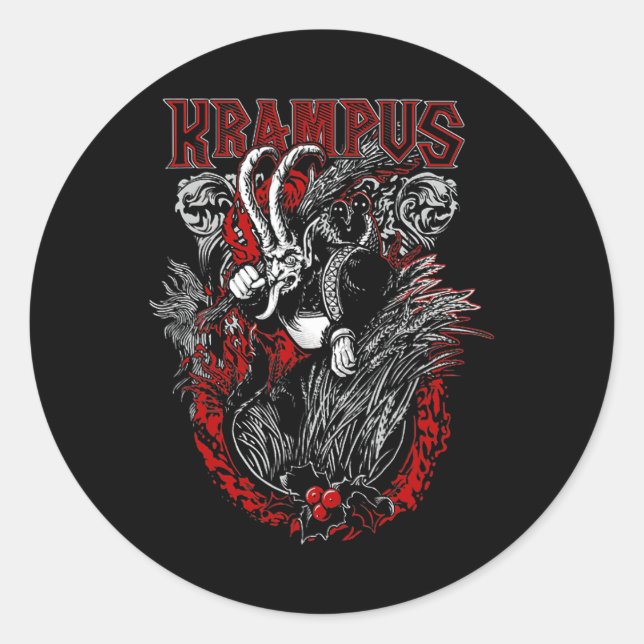 Krampus Merry Christmas Holiday Chrismas Horror Xm Classic Round Sticker (Front)