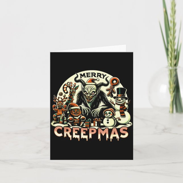 Krampus Merry Creepmas Christmas 30’s Retro Cartoo Card (Front)