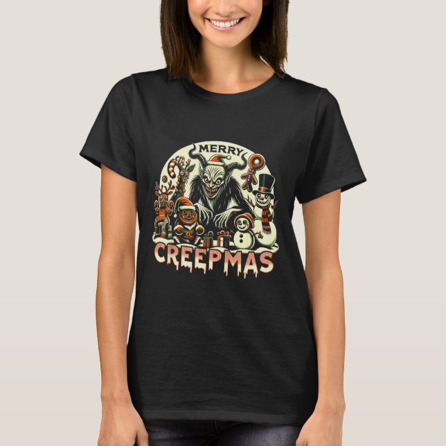 Krampus Merry Creepmas Christmas 30’s Retro Cartoo T-Shirt (Front)