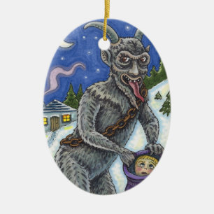 KRAMPUS & NAUGHTY CHILDREN, SCARY CHRISTMAS STORY CERAMIC TREE DECORATION
