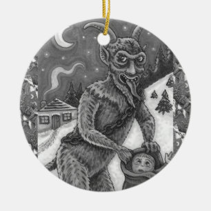 KRAMPUS & NAUGHTY CHILDREN, SCARY CHRISTMAS STORY CERAMIC TREE DECORATION