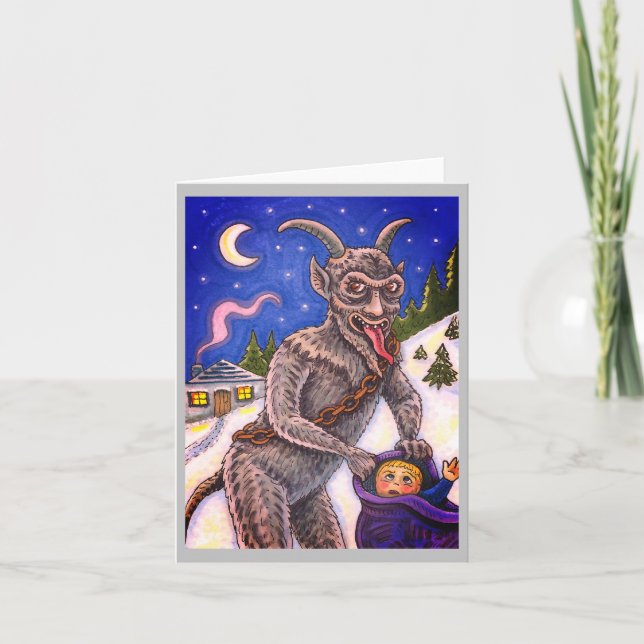 KRAMPUS & NAUGHTY CHILDREN, SCARY CHRISTMAS STORY HOLIDAY CARD (Front)