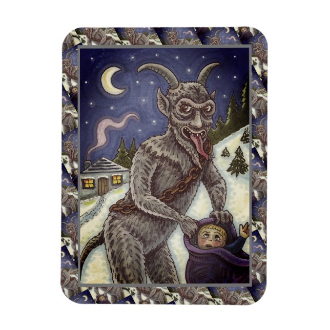 KRAMPUS & NAUGHTY CHILDREN, SCARY CHRISTMAS STORY MAGNET (Vertical)