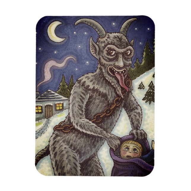 KRAMPUS & NAUGHTY CHILDREN, SCARY CHRISTMAS STORY MAGNET (Vertical)