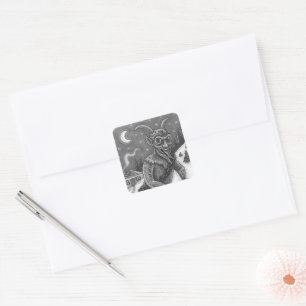 KRAMPUS & NAUGHTY CHILDREN, SCARY CHRISTMAS STORY SQUARE STICKER
