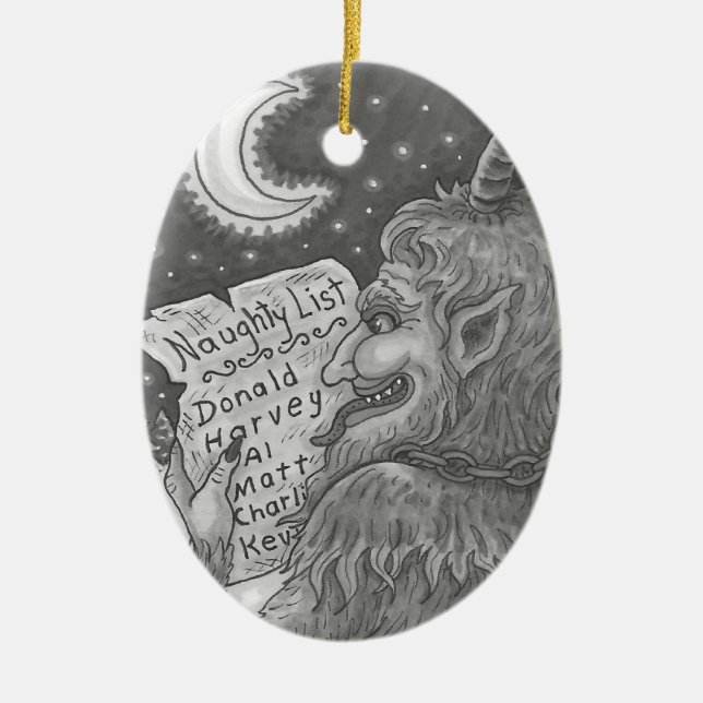 KRAMPUS NAUGHTY LIST, CHRISTMAS GOTH ORNAMENT Oval (Front)