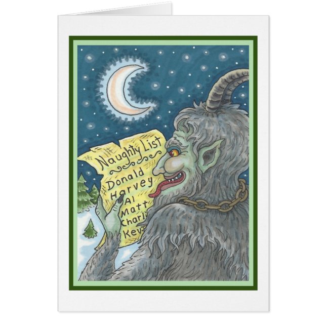 KRAMPUS NAUGHTY LIST CHRISTMAS GREETING CARD B (Front)