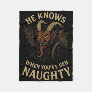 Krampus Naughty List Christmas Horror  Fleece Blanket
