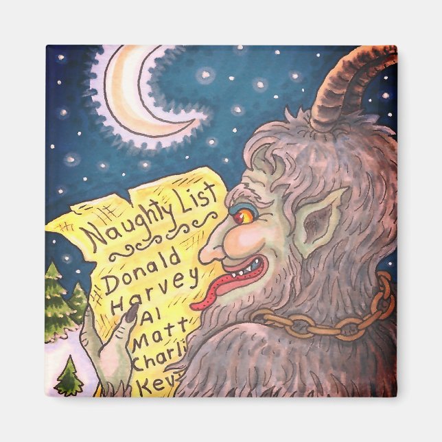 KRAMPUS NAUGHTY LIST CHRISTMAS MAGNET Customise (Front)