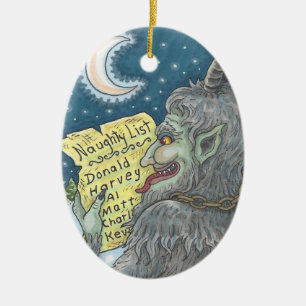 KRAMPUS NAUGHTY LIST Christmas Ornament Oval