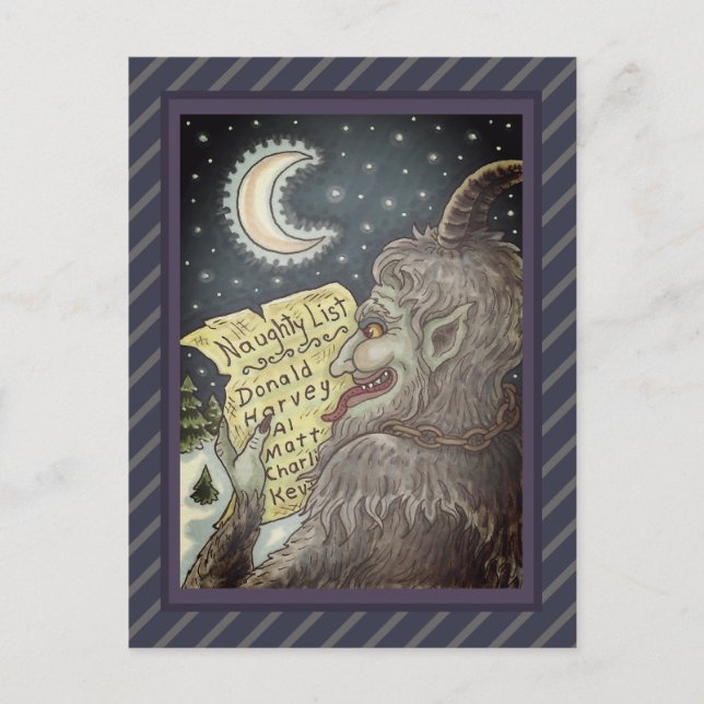 KRAMPUS NAUGHTY LIST, SCARY CHRISTMAS STORY POSTCARD (Front)