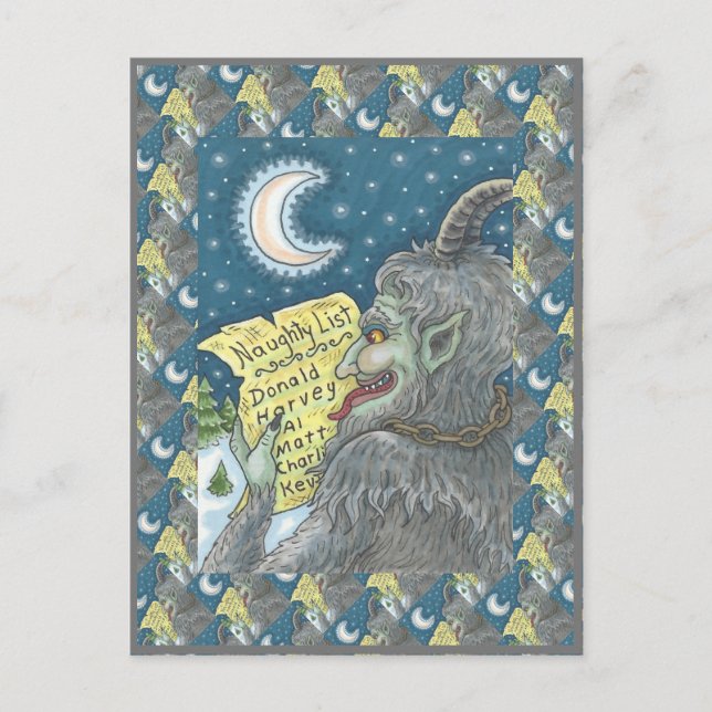 KRAMPUS NAUGHTY LIST, SCARY CHRISTMAS STORY POSTCARD (Front)