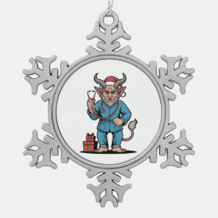 Krampus Nurse Christmas Evil Xmas Snowflake Pewter Christmas Ornament