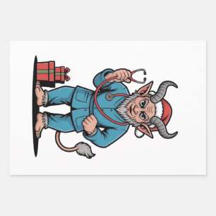 Krampus Nurse Christmas Evil Xmas  Wrapping Paper Sheet