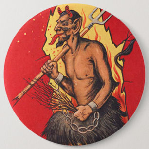 Krampus Pitchfork Switch 6 Cm Round Badge