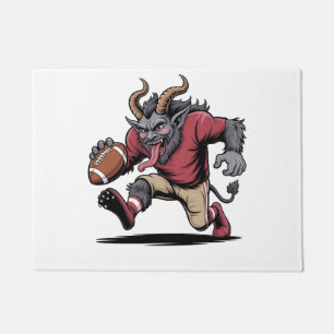 Krampus Playing Football Christmas Fitness Xmas Doormat
