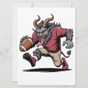 Krampus Playing Football Christmas Fitness Xmas  Holiday Card