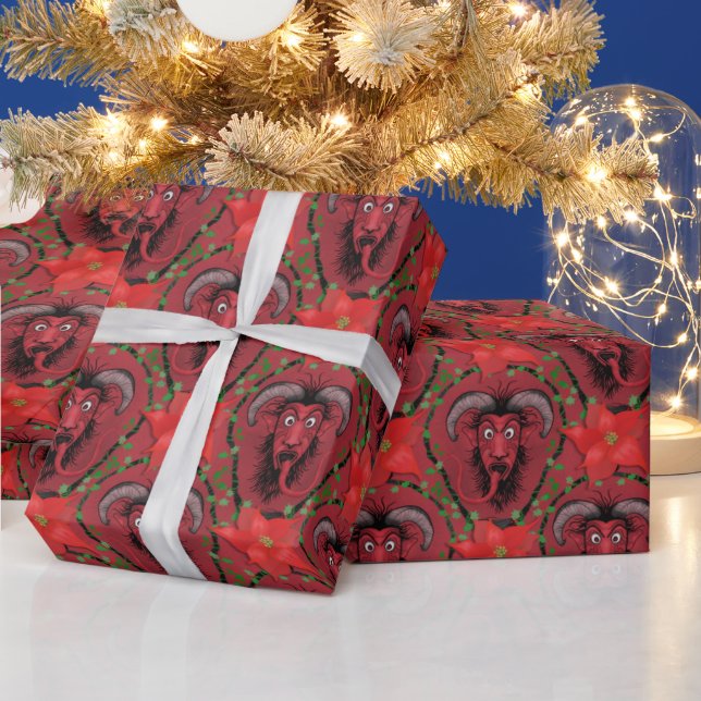 Krampus Poinsetta Wrapping Paper (Holidays)