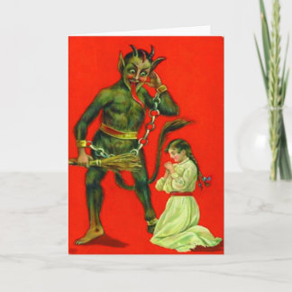 Krampus Punishing A Bad Girl Holiday Card