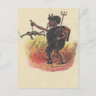 Krampus Punishing Adult Postcard