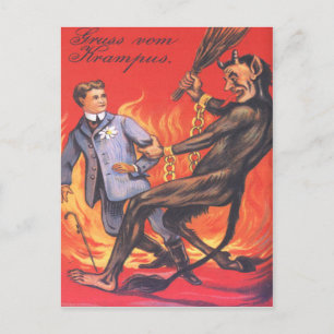 Krampus Punishing Adult Postcard