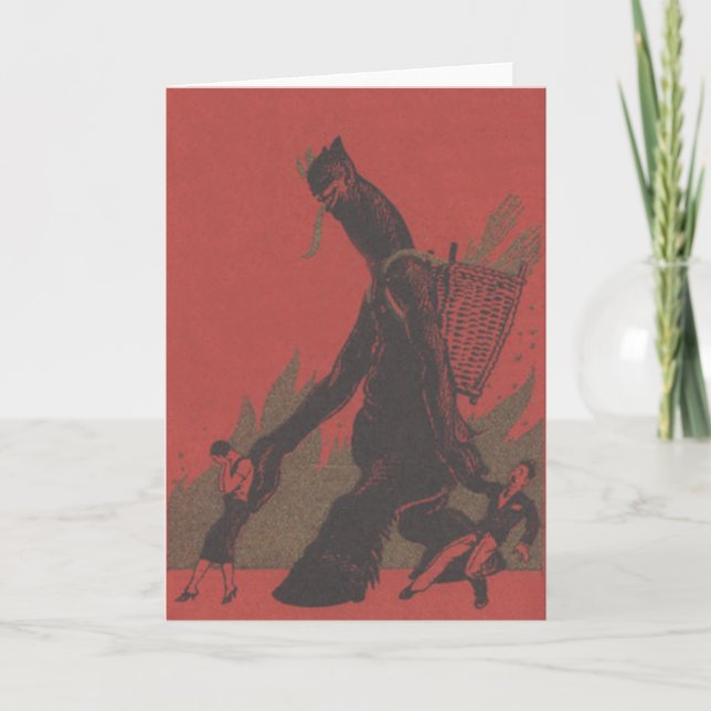 Krampus Punishing Bad Adults Holiday Card (Front)