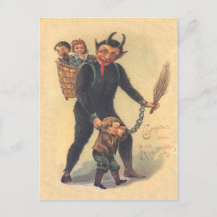 Krampus Punishing Bad Child Postcard