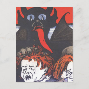Krampus Punishing Children Postcard
