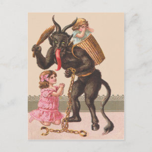 Krampus Punishing Children Switch Chain Postcard