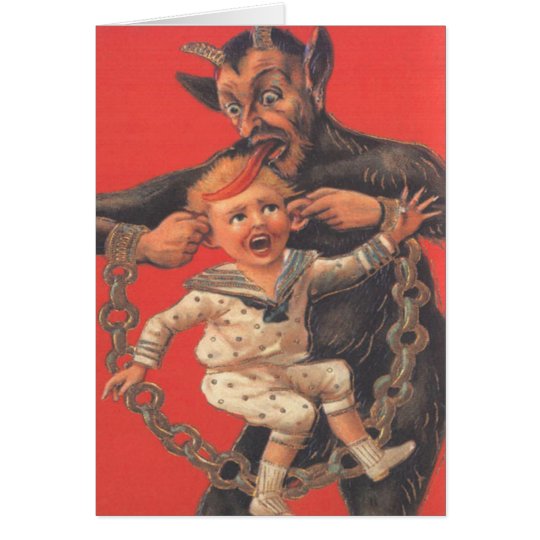 Krampus Punishing Little Boy Card