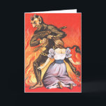 Krampus Punishing Woman Holiday Card<br><div class="desc">Vintage Krampus Christmas print</div>