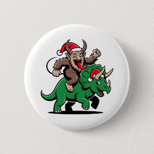 Krampus Riding A Dinosaur Santa Christmas Evil 6 Cm Round Badge