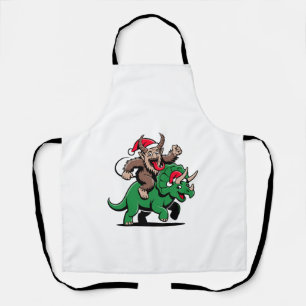Krampus Riding A Dinosaur Santa Christmas Evil Apron