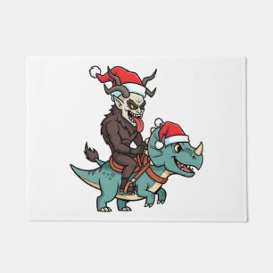 Krampus Riding A Dinosaur Santa Christmas Evil Doormat