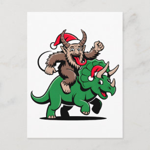 Krampus Riding A Dinosaur Santa Christmas Evil Invitation Postcard