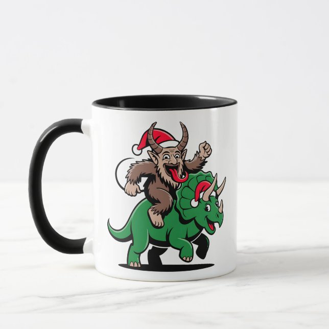 Krampus Riding A Dinosaur Santa Christmas Evil Mug (Left)