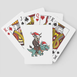 Krampus Riding A Dinosaur Santa Christmas Evil Playing Cards