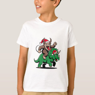 Krampus Riding A Dinosaur Santa Christmas Evil T-Shirt