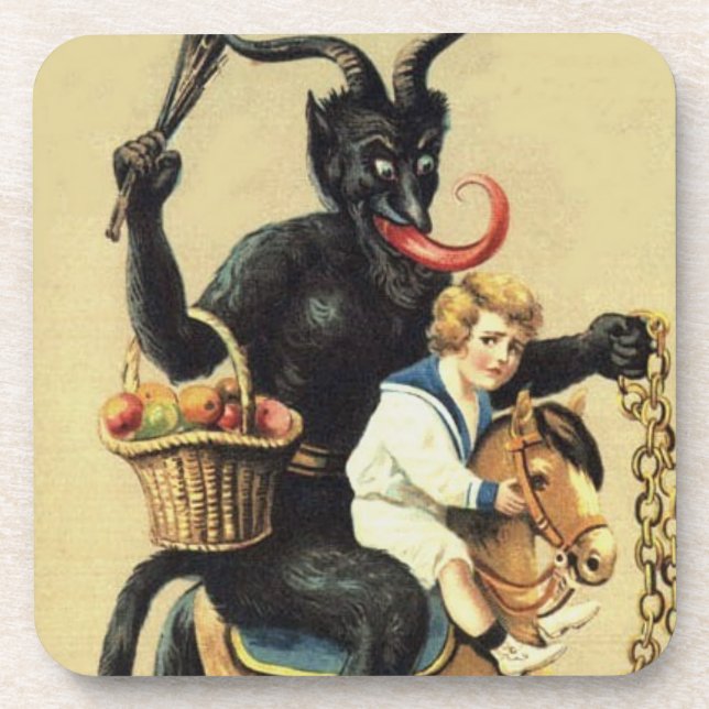 Krampus Rocking Horse Demon Holiday Christmas Xmas Coaster (Front)