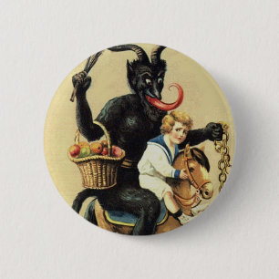 Krampus Rocking Horse Holiday Christmas Xmas 6 Cm Round Badge
