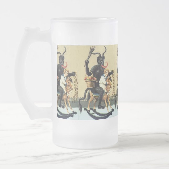 Krampus Rocking Horse Holiday Xmas 16oz Beer Mug (Left)