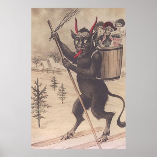 Krampus Skiing Kidnapping Women Poster (Front)