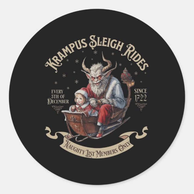 Krampus Sleigh Rides  Classic Round Sticker (Front)
