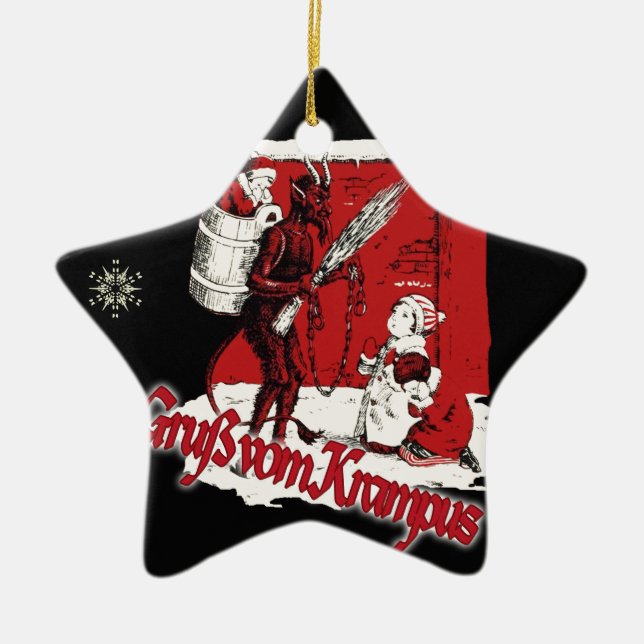 Krampus Snow Day Ceramic Tree Decoration (Front)
