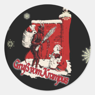 Krampus Snow Day Classic Round Sticker