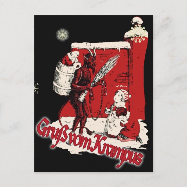 Krampus Snow Day Holiday Postcard (Front)