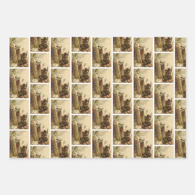 Krampus + St Nick Wrapping Paper Set (Front)