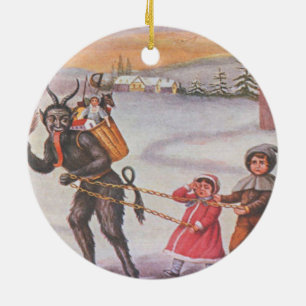 Krampus Stealing Toys & Children Ceramic Tree Decoration