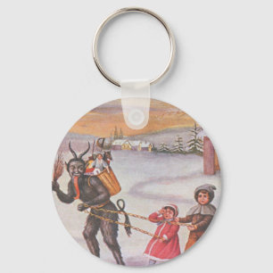 Krampus Stealing Toys & Children Key Ring